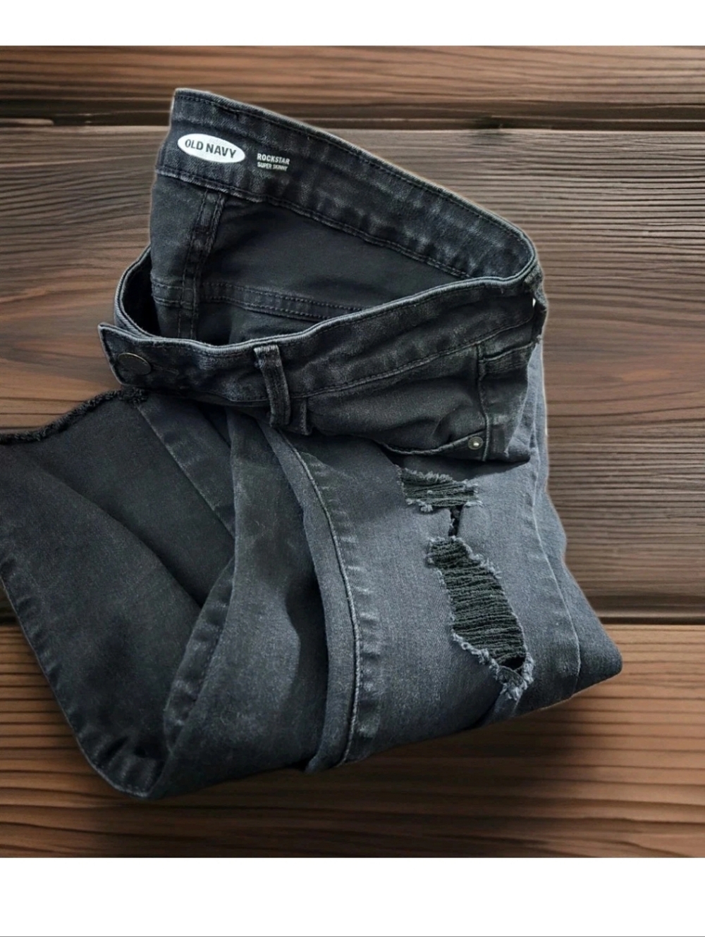 Old Navy Women's Rockstar Super Skinny Jeans Size 12 Mid Rise Stretch Black
